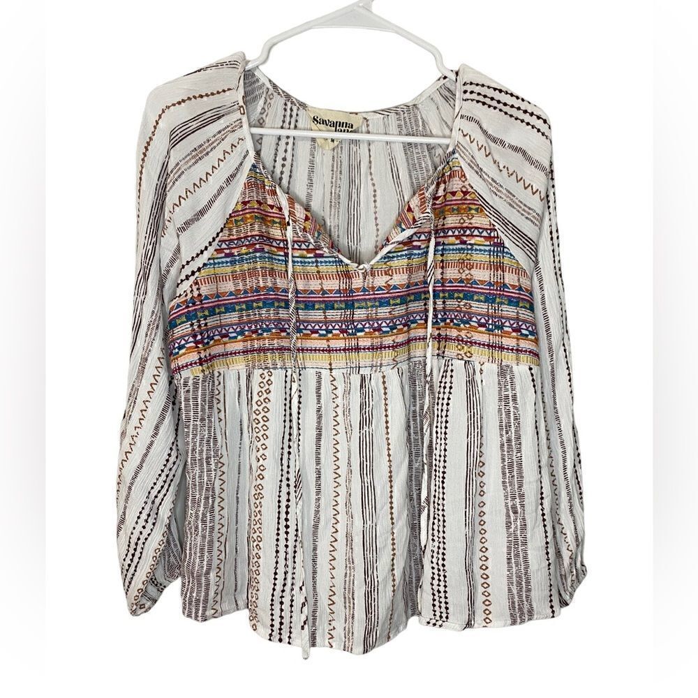 Savanna Jane Embroidered Peasant Tunic Top - Picture 4 of 9